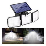 Luz Solar Exterior De 230 Led Con 3 Cabezales Ip65 A Prueba De Agua