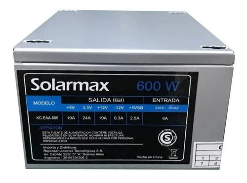 Fuente Solarmax Mini Atx Para Gabinete Slim 600w Kc-eaa-600