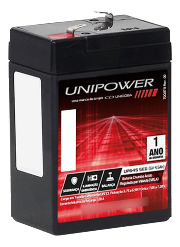 Bateria Balança Toledo Prix 3 Ultra Light Unipower 6v / 4,5a