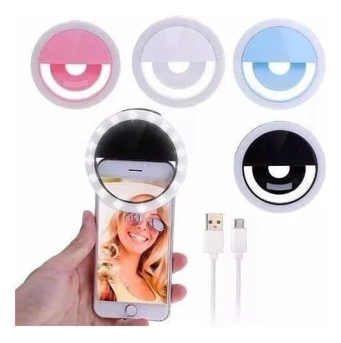 Luz Selfie Clipe Anel Foto Perfeita Mini Ring Light Cor Preto/rosa/branco