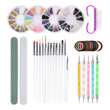 Y G Nail Art Kit, Puntas De Pincel, Bolígrafo, Pedrería,