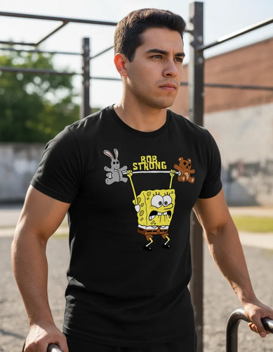 Playera Gym Diseño Bob Esponja Strong