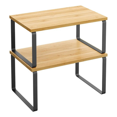 Juego De 2 Organizadores De Cocina De Madera Apilables, Multifuncionales Y Expandibles,color De La Madera De Bambú