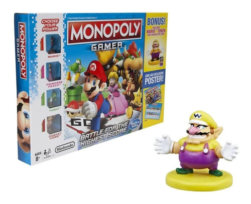 Monopoly Gamer Mario Bros Bonus Token Wario Y Poster