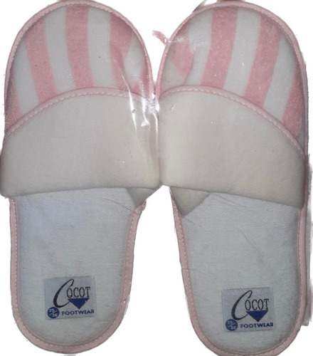 Pantuflas Cocot Rayadas Blanco Y Rosa Nº 36 Sin Uso