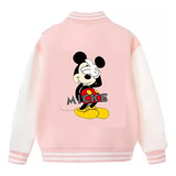 Chamarra Uniforme De Béisbol Estampado Causal Mickey Mouse