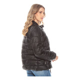 Parka Wados Manga Larga Lisa Puffer Efecto Piel Cuello Mao