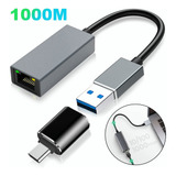 Adaptador Usb 3.0 A Ethernet Rj45 1000 Mb/s+adaptador Tipo C