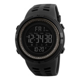 Relógio De Pulso Skmei 1251 Com Corpo Preto,  Digital, Para Masculino, Fundo  Preto, Com Correia De Poliuretano Cor Preto, Subdials De Cor Cinza, Ponteiro De Minutos/segundos Branco E Marrom, Bisel Co