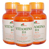 3x Vitamina D3 180 Capsulas Vegetal 800ui 3 Meses