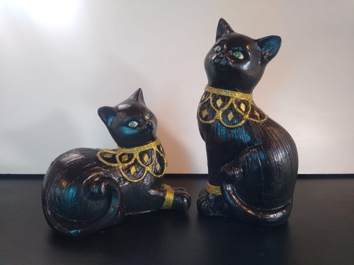 Estatuilla Gatos Negros Pareja Deco 