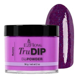 Polvo Trudip Inmersión Para Esmalte Sin Cabina Ezflow 56 Gr Color Rumors (violeta Con Glitter)