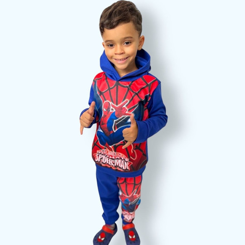 Conjunto Moletom Infantil Homem Aranha Com Capuz