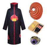 Anime Naruto Akatsuki Traje De Cosplay,capa+máscara+dardos+anillo