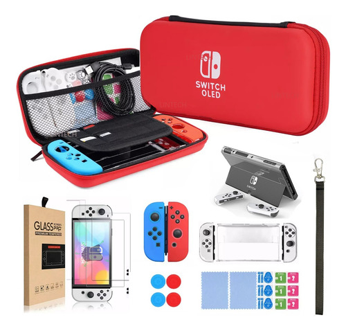 Kit De Estuche Para Nintendo Switch Oled 10 En 1, Rojo