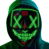 X2 Mascara Luz Led La Purga Halloween Terror Cosplay Color Shiny Green Shiny Green