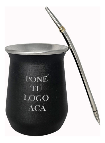 Mate Acero + Grabado Laser Logos, Marcas, Equipos + Bombilla