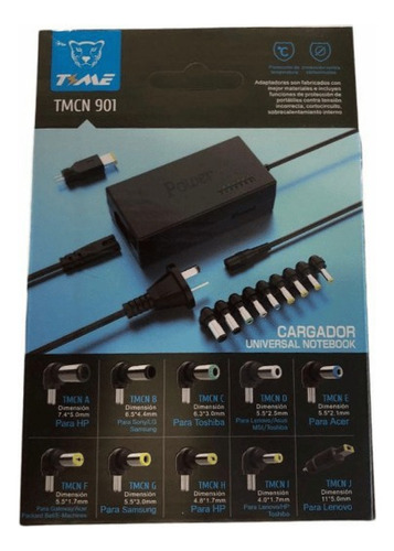 Cargador Adaptador Universal Notebook 9 Fichas + Ficha Lenov