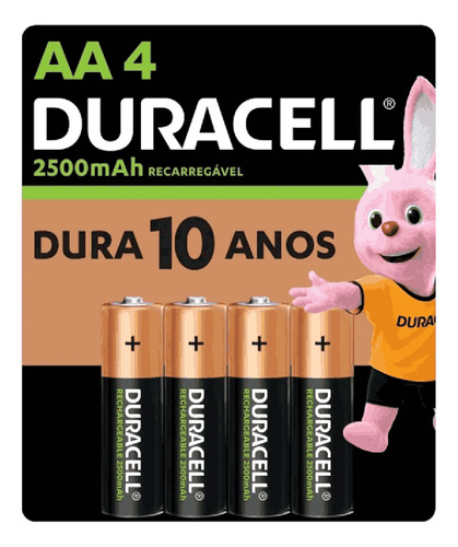 Pilha Duracell Recarregavel Aa 1,2v 2500mah 4 Unidades