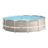 Piscina Estrutural Redondo Intex 26715 Com Capacidade De 8592 Litros De 3.66m De Comprimento X 3.66m De Largura De 366cm De Diâmetro  Cinza-claro Design Mosaico