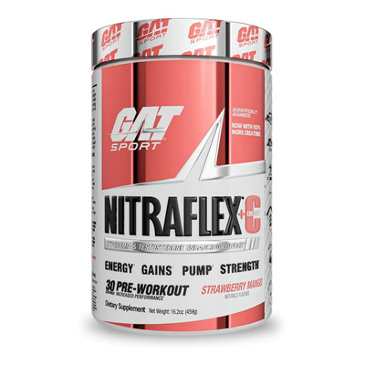 Pre Entreno Nitraflex +c Gat 30 Serv Óxido Nítrico + Creatin Sabor Strawberry\u002Fmango | Meses sin interés