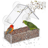 Alimentador De Casa Transparente Para Pássaros Com Janela De