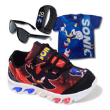 Kit Tenis De Led Sonic Shadow Camisa + Relogio + Oculos