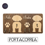 Porta Correa Mascotas Madera Personalizable, Perros Y Gatos