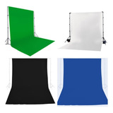 Kit 3 Telones Fondo Estudio Blanco Verde Chroma Key 2.8x3m