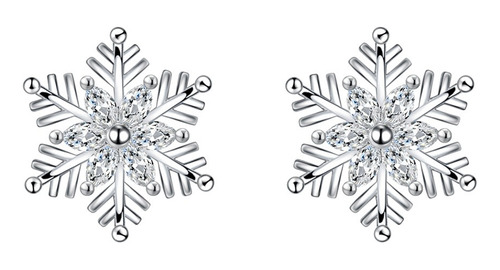 Aros Snowflake Plata 925 Copo De Nieve Frozen Estrella