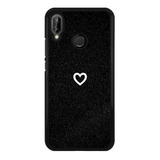 Funda Protector Para Huawei Corazon Blanco Fondo Negro