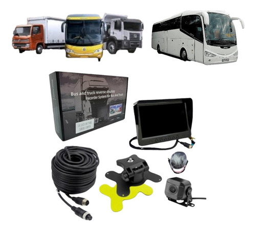 Kit 2 Cámaras + Pantalla 7 Pulgadas +dvr Camion-bus 12-24vlt