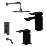 Combo Baño Griferia Peirano Soria Black Lavatorio Bajo