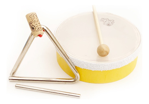 Set Musical Infantil X 2 Unid Triangulo Y Pandero Percusion