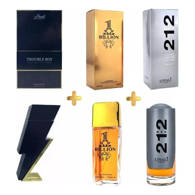 3pk 100ml Perfume Trouble Boy 212 1 Billion Hombre Perfume | Envío gratis