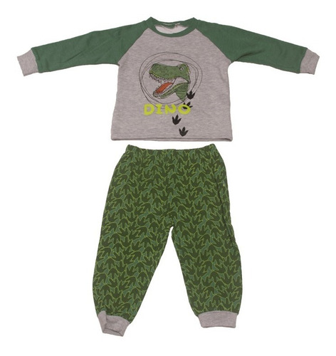 Pijama 2 Pcs De Franela Niño Pillin Verde Dinosaurio