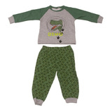 Pijama 2 Pcs De Franela Niño Pillin Verde Dinosaurio