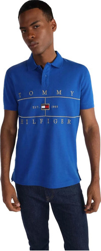Playera Polo Tommy Hilfiger Original Azul Hombre Regular Fit