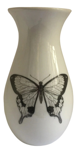 Vaso Em Porcelana Decorada  19 Cm - Borboleta