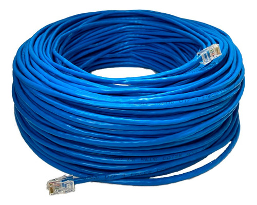 Cabo Rede Cat5e Azul Bobina 50m 50 Metros Internet Crimpado