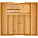 Cajon Organizador De Cubiertos De Bambu De Cocina, Porta U