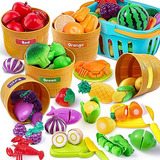 Alimento De Juguete Con Canasta De Plastico Multicolor 69 Pz