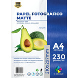 Papel Matte Fosco À Prova D'água A4 230g 100 Folhas