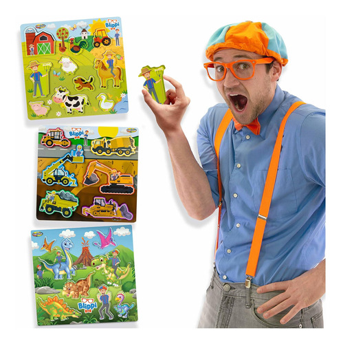 Blippi Chunky Puzzles For Kids By  3 Chunky Puzzles Par...