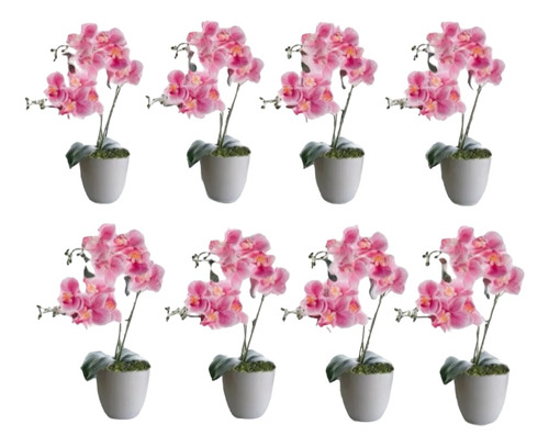 8 Macetas De Orquídeas Rosas Artificiales, Textura Natural