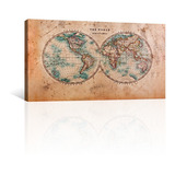 Cuadro Decorativo Canvas Mapas Hemisferios Antiguos De 1800