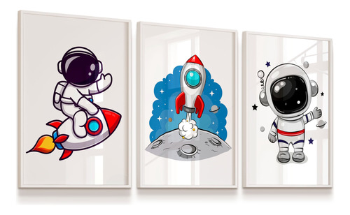 Quadro Vidro Infantil Foguete Menino Lua Astronauta 20x30 Cd