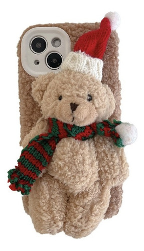 Funda Protectora For Celular Case Oso De Navidad De Felpa