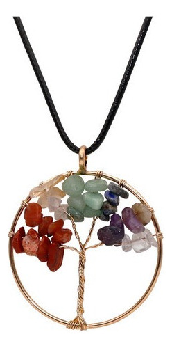 Collar Cuarzo 7 Chakras Arbol + Estuche Dayoshop