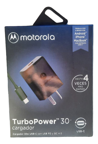 Cargador Motorola 30w + Cable Usb Tipo C Turbo Power